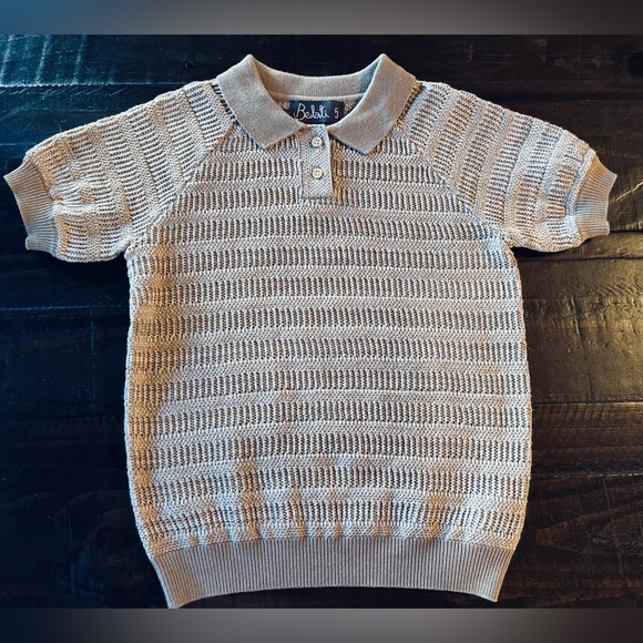 BELATI POINTELLE KNIT BEIGE SHIRT SIZE 5 - Picture 3 of 12